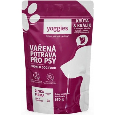 Yoggies Vařená potrava krůtí a králičí maso s dýňovými semínky 650 g