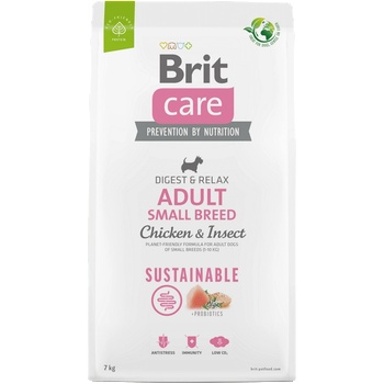 Brit Care Dog Sustainable Adult Small Breed Chicken&Insect- Супер премиум суха храна за кучета от малките породи. С високоусвоим протеин от насекоми и пилешко месо 7 кг