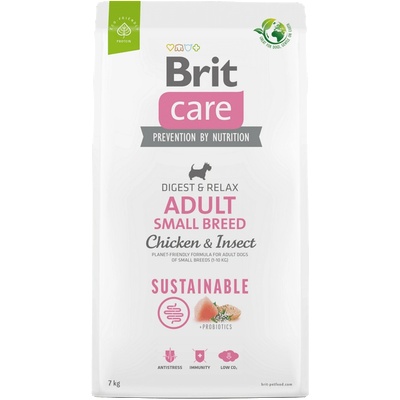 Brit Care Dog Sustainable Adult Small Breed Chicken&Insect- Супер премиум суха храна за кучета от малките породи. С високоусвоим протеин от насекоми и пилешко месо 7 кг