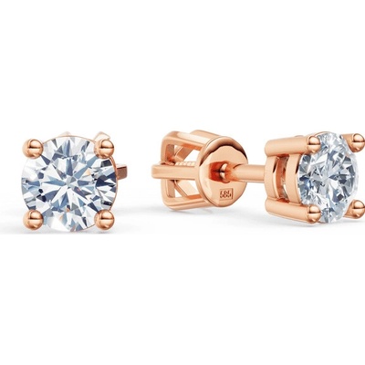 DF Zlaté dámske náušnice 3685, diamant, ružové zlato