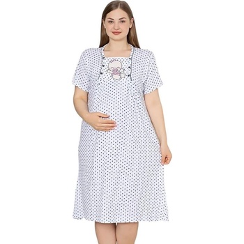 Макси нощница в бяло с апликация бебе и точки