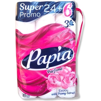 Papia тоалетна хартия, Ароматизирана, Екзотик, 3 пласта, 24+6 броя