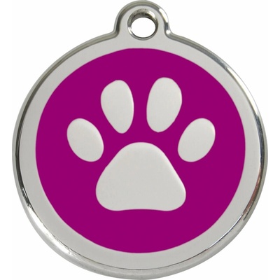 Red Dingo známka Paw Print Purple Tlapka fialová M 30 mm – Zboží Dáma