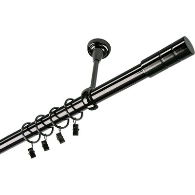 OK-GarnýžeCY Garnýž kovová jednořadá 25mm Cylinder onyx 330 cm do stropu / kroužky s žabkou