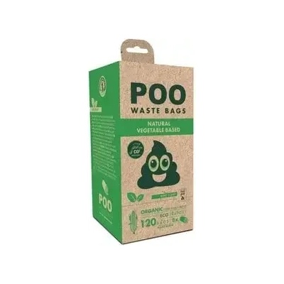 M-Pets POO BIO Dog Waste Bags Mint Scented 100% биоразградими пликчета, 8 ролки х 15 торбички, бели с аромат на мента