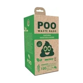 M-Pets - POO BIO Dog Waste Bags 120 bag Mint Scented 100% биоразградими пликчета, 8 ролки х 15 торбички, бели с аромат на мента