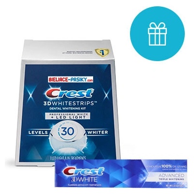 Procter & Gamble, Bieliace pásiky PROFESSIONAL White + LED LIGHT + bieliaca zubná pasta ADVANCED TRIPLE WHITENING, 38 ks pásikov