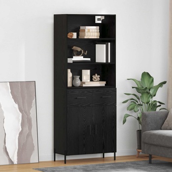 vidaXL Висок шкаф Черен дъб 69, 5 x 34 x 180 см Инженерно дърво (3416099)