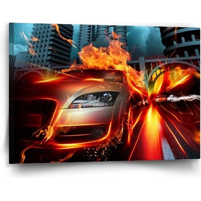Sablio Obraz Auto v plameňoch - 90x60 cm