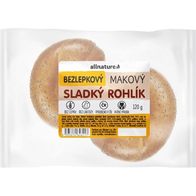 Allnature Bezlepkový makový sladký rohlík čerstvý 120 g – Zbozi.Blesk.cz