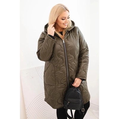Kesi Dámska zimná bunda Plus Size s kapucňou Zelená
