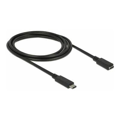 Delock 85542 USB-C (M) do USB-C (F) - USB 3.1 Gen 1 - 3 A - 2m, černý