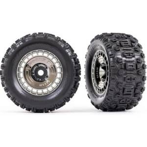 Traxxas колело 3.8", гума Sledgehammer, джанта черно хромирана с капачка (2)