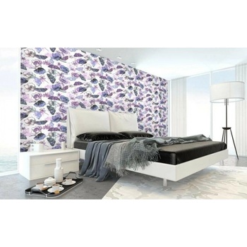 DIMEX ART s. r. o Луксозна флизелинова тапета лилави пеперуди с цветя