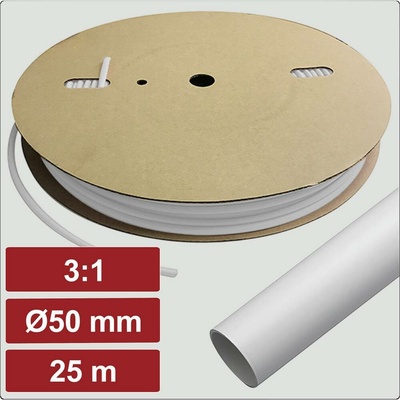 Electronic Garage EG25CA091 zmršťovacia bužírka s lepidlom biela 50 mm 16.7 mm Pomer zmrštenia:3:1 25 m