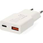 Nedis WCHA20WT Бързо зарядно устройство USB-A / USB-C, GaN, PD3.0, 20 W, бяло (WCHA20WT)