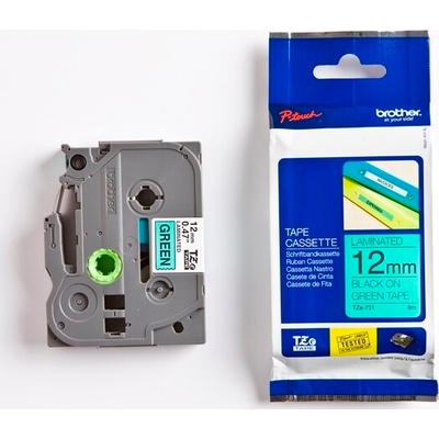Páska BROTHER TZ731 Black On Green Tape (12mm)