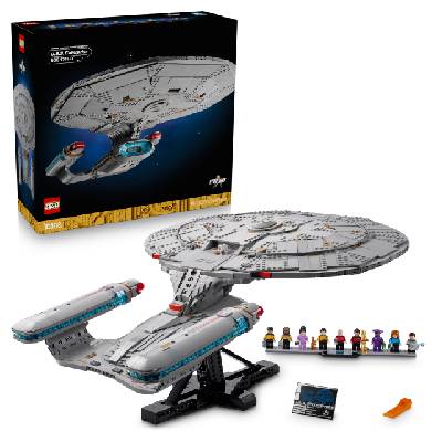 Icons Star Trek: U. S. S. Enterprise NCC-1701-D - Building set for adults - 2 shuttlepods, separating function & 9 minifigures with Jean-Luc Picard & William Riker - gift for men and women - 10356