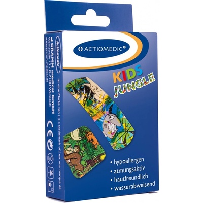 KIDS AQUATIC sada s náplastmi 30 ks vodoodpudivých náplastí s barevným motivem džungle