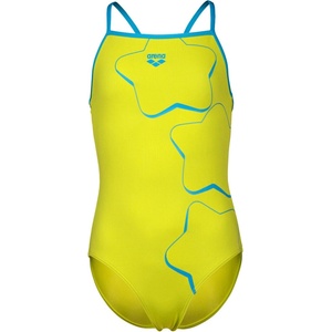arena star graphic swimsuit lightdrop back girls lime 116cm