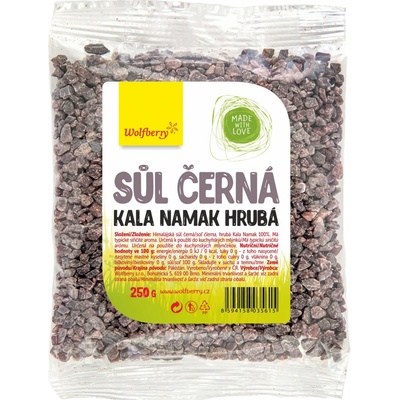Wolfberry Himalájska Soľ čierna hrubá Kala Namak 250 g