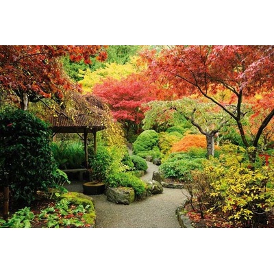 027 Samolepící fototapeta na podlahu - Japonská zahrada, 255 x 170 cm