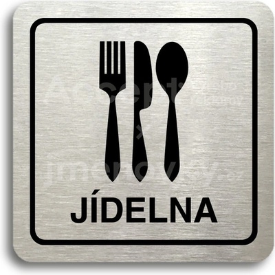 ACCEPT Piktogram jídelna - stříbrná tabulka - černý tisk