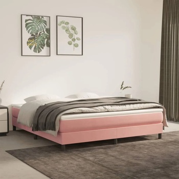 vidaXL Боксспринг легло с матрак, розово, 160x200 см, кадифе (3144344)