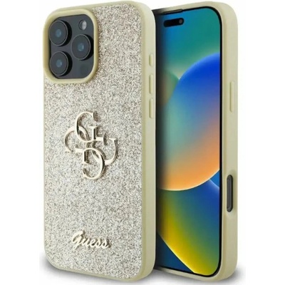 GUESS Калъф Guess Fixed Glitter Big 4G за iPhone 16 Pro Max - златен