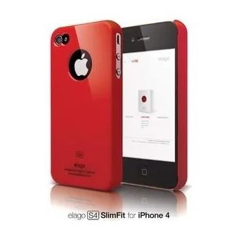 elago S4 Slim Fit Case + HD Clear film - кейс и покритие за iPhone 4/4S (червен)