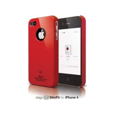 elago S4 Slim Fit Case + HD Clear film - кейс и покритие за iPhone 4/4S (червен)