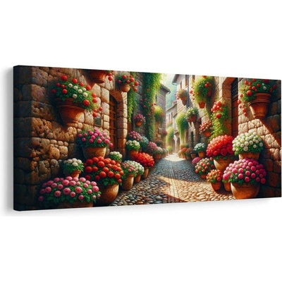 Obraz ulice plná květin - 100x50
