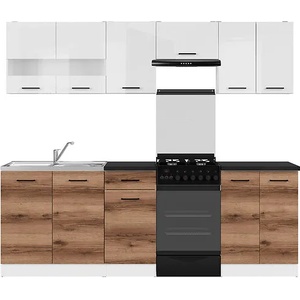 Black Red White Кухня Junona Line - 230 см. - бял гланц / тъмен дъб делано (K24-JUNONA_MODUL/230-BI/BIP/DDC/LMC)