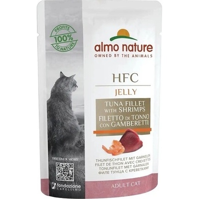 Almo Nature Cat HFC Jelly filet z tuniaka a krevety 5 x 55 g