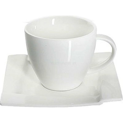 AMBITION KUBIKO BIELE Porcelánové šálky na kávu a čaj s tanierikmi 6 x 220 ml