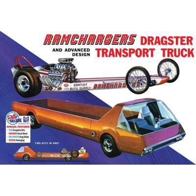 Plastový model auta MPC Ramchargers dragster & transporter truck 1:25