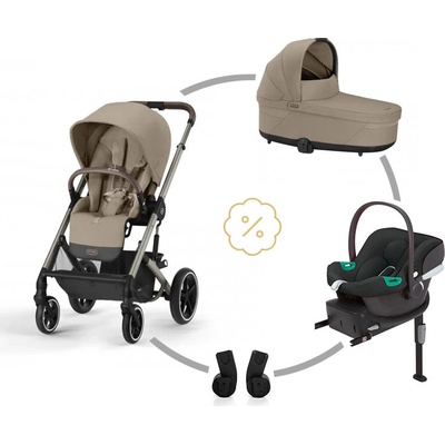 Cybex SET BALIOS S LUX + korba + adaptéry + autosedačka + základna - ALMOND BEIGE 2024