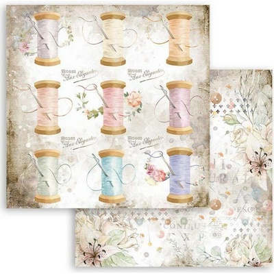 Stamperia papír na scrapbook oboustranný Romantic Threads nitě