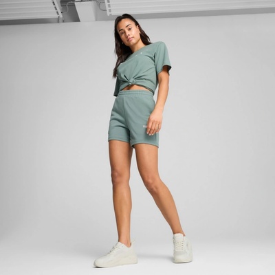 Puma Ess Small No. 1 logo 5'' high-waist shorts tr dámské teplákové kraťasy mint zelené zelená