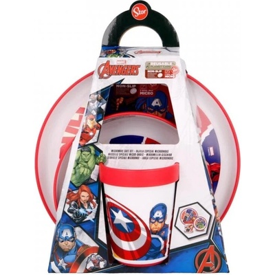 STOR Dětské plastové nádobí AVENGERS Micro talíř miska sklenice