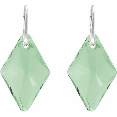 Swarovski Elements Rhombus krystal XXL 27 mm Stříbrné masivní náušnice visací zelené kosočtverce 51032.3