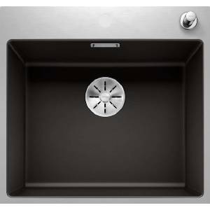 BLANCO Subline 500 - Мивка от Silgranit, 54x51 см, с регулиране на оттока, черна 525999 (525999) Мивка за вграждане