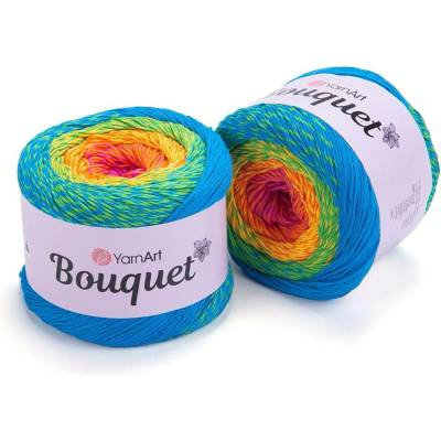 Yarn Art Bouquet 719 modrá zelená žlutá oranžová červená