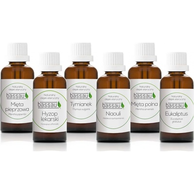 Bassau Vonné esenciální éterické oleje 100 % přírodní inhalační sada Pure 6 x 15 ml
