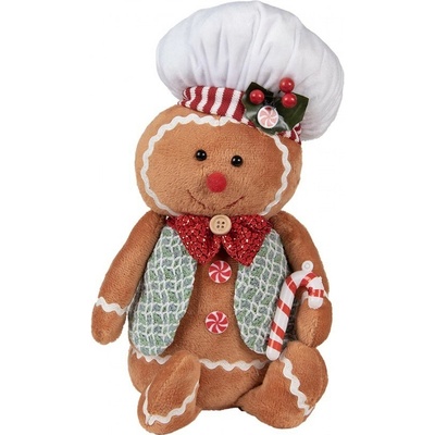 Clayre & Eef Hnědá vánoční plyšová dekorace Perníček Gingerbread - 19*14*35 cm