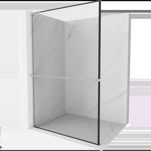 Mexen Kioto+ L стена за душ с рафт Walk-in 110 x 200 см, черна рамка, четкан никел - 800-110-123-97-70 (800-110-123-97-70)