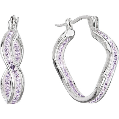 Pavona stříbrné vlnkové kruhy s krystaly Preciosa fialové 31219.3 Violet