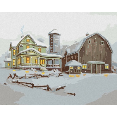 Zuty Malování Podle Čísel Dům Se Stodolou V Zimě D. Rusty Rust 80 x 100 cm Plátno Rám