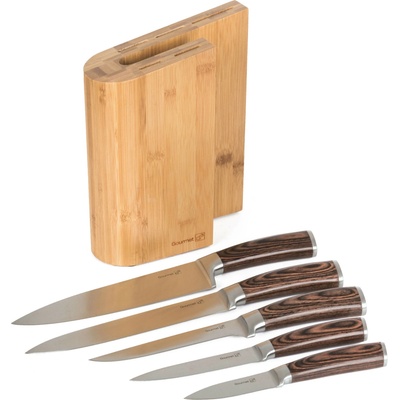 G21 Sada nožov Gourmet Timber 5 ks + bambusový blok