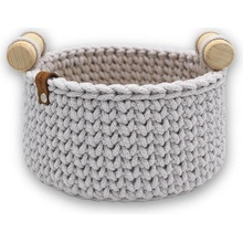 Háčkov kulatý košík Dotek dřeva L 25 cm pine green
